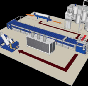 Linie completa cu separator, evaporator în vid, uscător și linie de peletizare